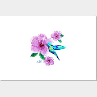 Hummingbird & Flowers Posters and Art